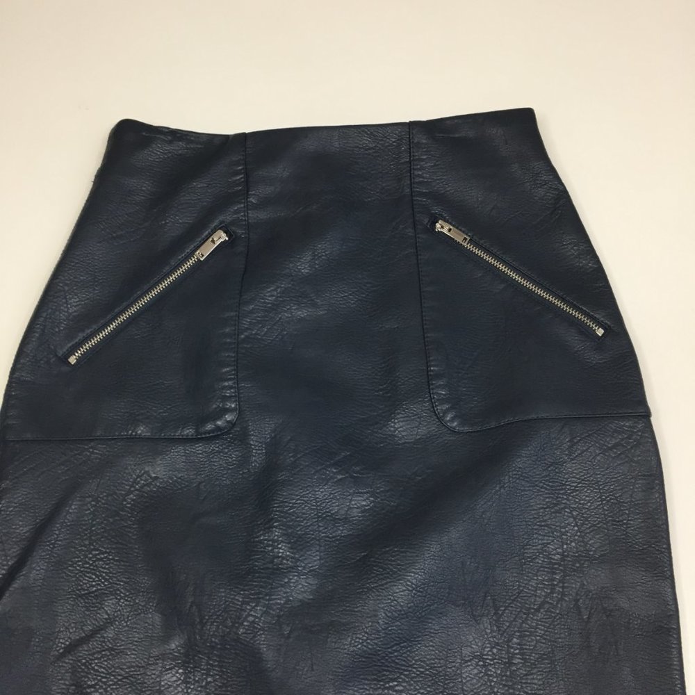 Zara Basic Dark Green Decorative Zip Pockets Leat… - image 3